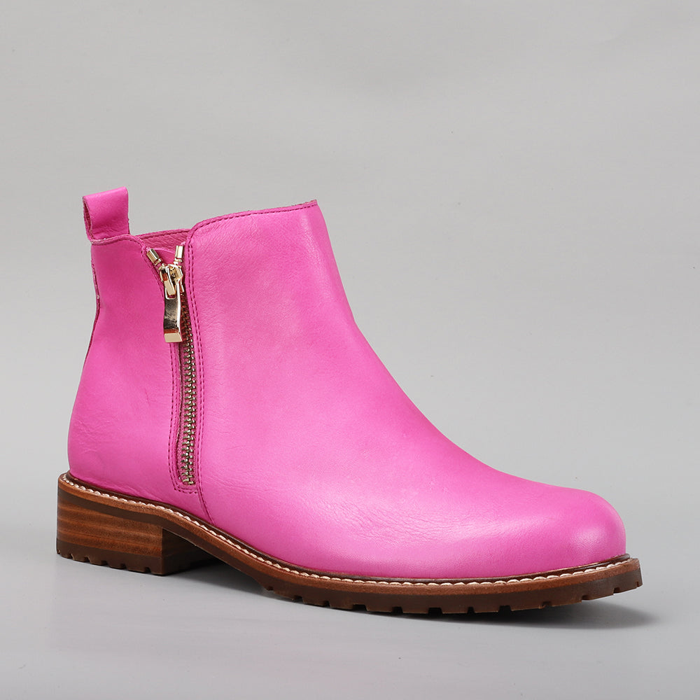 Shop Lesansa Fig Hot Pink Women Twin Zip Leather Boots Zeke NZ Zeke Collection