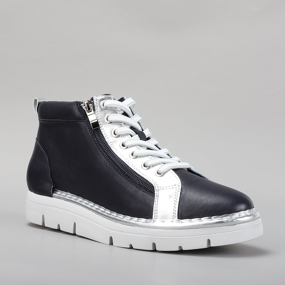 LESANSA BOBBY NAVY SILVER Women Boots - Zeke Collection NZ