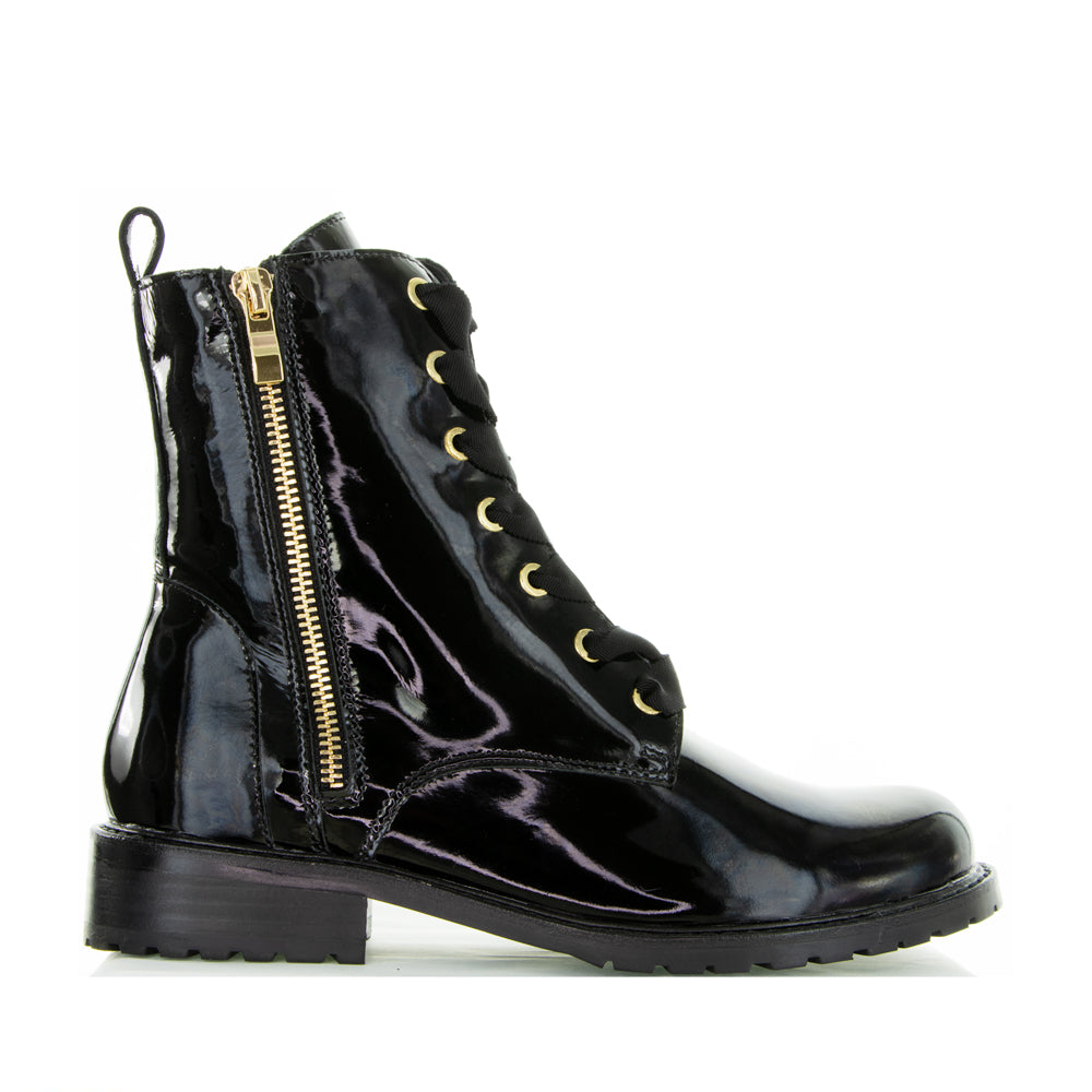 LESANSA FIN BLACK PATENT Women Boots - Zeke Collection NZ