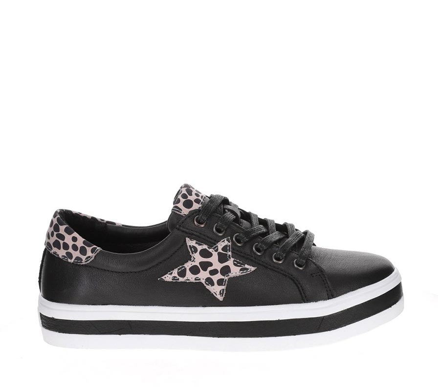 LE SANSA SAVIS BLACK/LEOPARD Women Sneakers - Zeke Collection